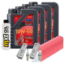 Pacote de Inspeção 4L 10W-50 + Filtro de Óleo + 4x Vela de Ignição para KTM Super Duke R 1290 ccm Ano Fabr. 2019 - 2022