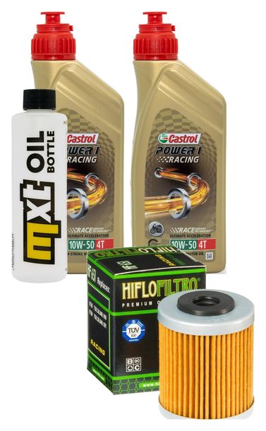 Inspektionspaket 2L 10W-50 + Ölfilter + 2x Zündkerze für KTM SMC R ABS 690 ccm Bj. 2019 - 2020
