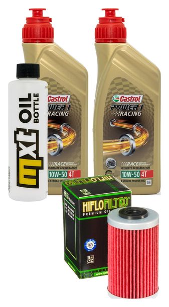 Inspektionspaket 2L 10W-50 + Ölfilter + 2x Zündkerze für KTM SMC R ABS 690 ccm Bj. 2019 - 2020