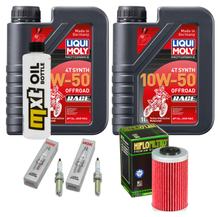 Pacote de Inspeção 2L 10W-50 + Filtro de Óleo + 2x Vela de Ignição para KTM SMC R ABS 690 ccm Ano de Fabricação 2019 - 2020