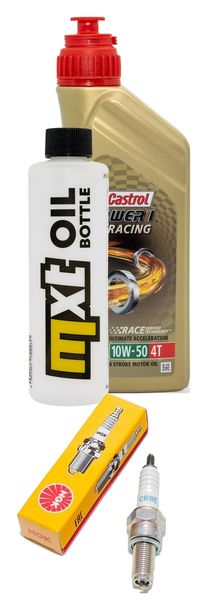 Inspektionspaket 1L 10W-50 + Ölfilter + 1x Zündkerze für Rieju Marathon LC Cross Pro Supermoto 125 ccm Bj. 2019