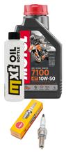Pacchetto di ispezione 1L 10W-50 + filtro olio + 1x candela per Rieju Marathon LC Cross Pro Supermoto 125 ccm Anno 2019