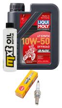 Pacchetto di ispezione 1L 10W-50 + filtro olio + 1x candela per Rieju Marathon LC Cross Pro Supermoto 125 ccm Anno 2019