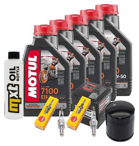 Inspektionspaket 5L 20W-50 + Ölfilter + 2x Zündkerze für Harley Davidson FLFBS Softail Fat Boy FXFBS Bob 1868 ccm Bj. 2018