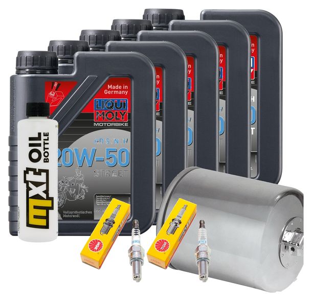 Inspektionspaket 5L 20W-50 + Ölfilter + 2x Zündkerze für Harley Davidson FLFBS Softail Fat Boy FXFBS Bob 1868 ccm Bj. 2018