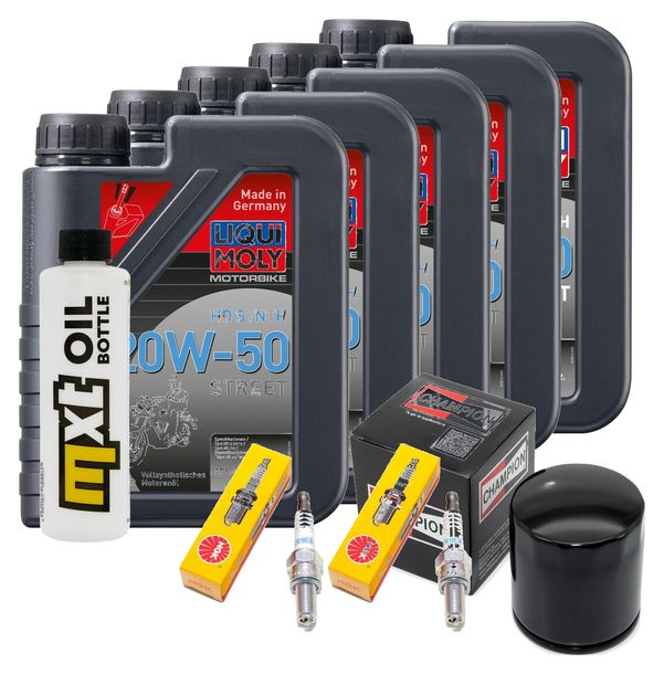 Inspektionspaket 5L 20W-50 + Ölfilter + 2x Zündkerze für Harley Davidson FLFBS Softail Fat Boy FXFBS Bob 1868 ccm Bj. 2018