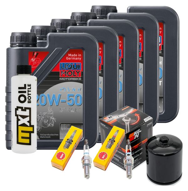 Inspektionspaket 5L 20W-50 + Ölfilter + 2x Zündkerze für Harley Davidson FLFBS Softail Fat Boy FXFBS Bob 1868 ccm Bj. 2018