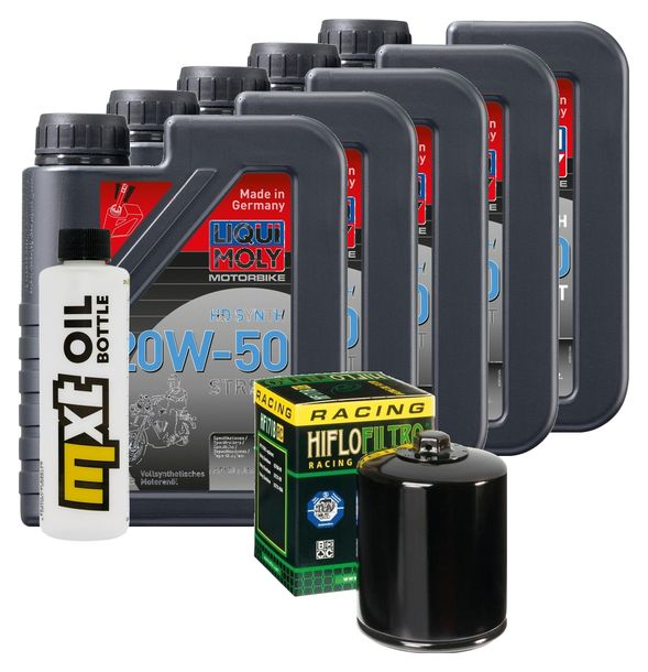 Inspektionspaket 5L 20W-50 + Ölfilter + 2x Zündkerze für Harley Davidson FLFBS Softail Fat Boy FXFBS Bob 1868 ccm Bj. 2018