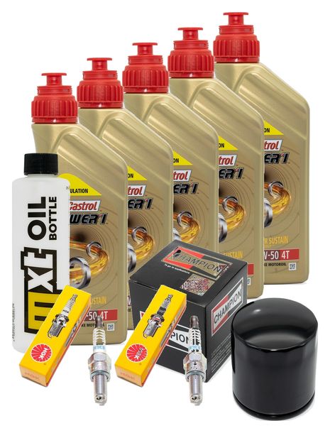 Inspektionspaket 5L 20W-50 + Ölfilter + 2x Zündkerze für Harley Davidson FLFBS Softail Fat Boy FXFBS Bob 1868 ccm Bj. 2018