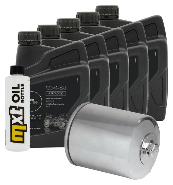 Inspektionspaket 5L 20W-50 + Ölfilter + 2x Zündkerze für Harley Davidson FLFBS Softail Fat Boy FXFBS Bob 1868 ccm Bj. 2018