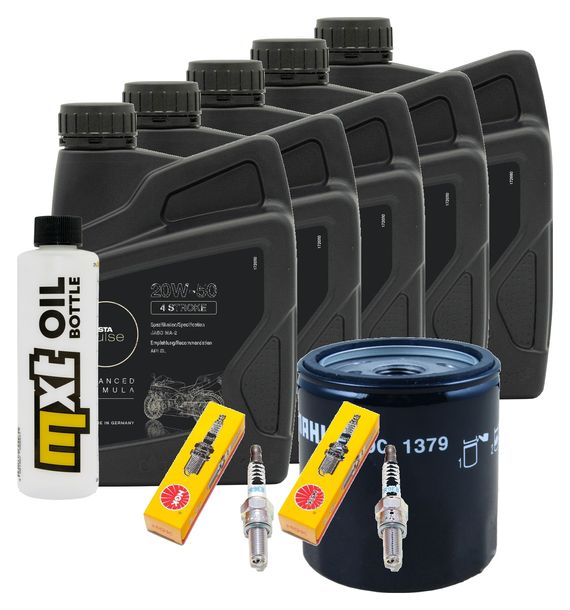 Inspektionspaket 5L 20W-50 + Ölfilter + 2x Zündkerze für Harley Davidson FLFBS Softail Fat Boy FXFBS Bob 1868 ccm Bj. 2018