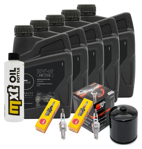 Inspektionspaket 5L 20W-50 + Ölfilter + 2x Zündkerze für Harley Davidson FLFBS Softail Fat Boy FXFBS Bob 1868 ccm Bj. 2018