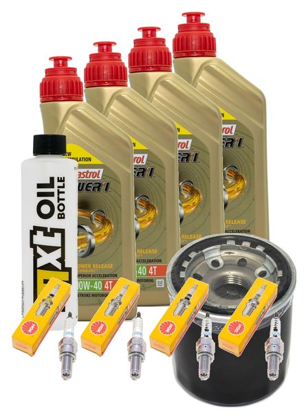 Inspektionspaket 4L 10W-40 + Ölfilter + 4x Zündkerze für Kawasaki ZX-6R 636 ccm Bj. 2018