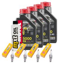 Inspection package 4L 10W-40 + oil filter + 4x spark plug for Kawasaki ZX-6R 636 ccm Year 2018