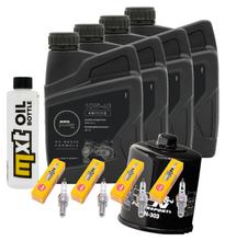 Kit d'inspection 4L 10W-40 + filtre à huile + 4x bougie pour Kawasaki ZX-6R 636 ccm Année 2018