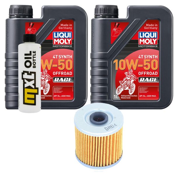 Inspektionspaket 2L 10W-50 + Ölfilter für Kawasaki KLR 250 ccm Bj. 1984 - 1992