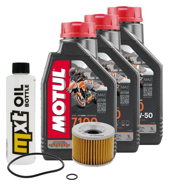 Inspektionspaket 3L 10W-50 + Ölfilter für Kawasaki GPZ Unitrak 400 ccm Bj. 1985