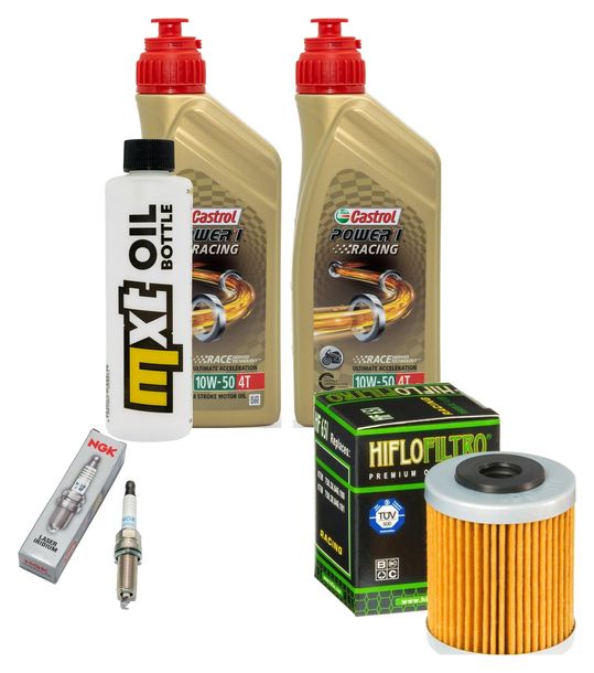 Inspektionspaket 2L 10W-50 + Ölfilter + 1x Zündkerze für KTM SMC R ABS 690 ccm Bj. 2012 - 2013