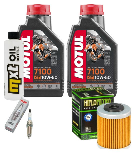 Inspektionspaket 2L 10W-50 + Ölfilter + 1x Zündkerze für KTM SMC R ABS 690 ccm Bj. 2012 - 2013