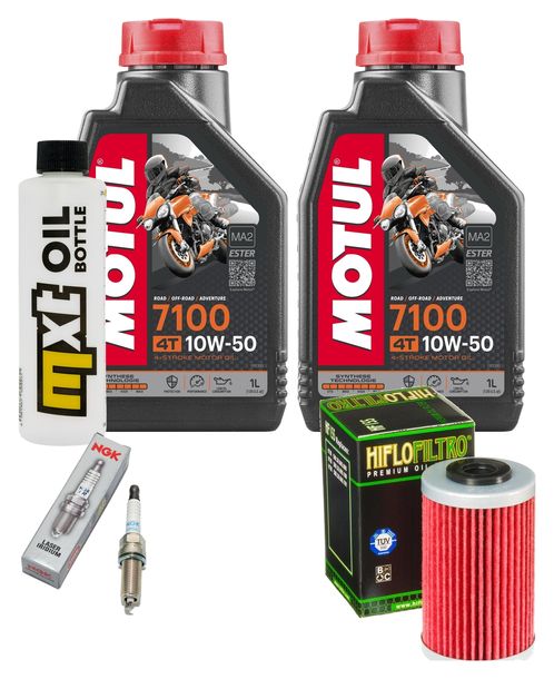 Inspektionspaket 2L 10W-50 + Ölfilter + 1x Zündkerze für KTM SMC R ABS 690 ccm Bj. 2012 - 2013