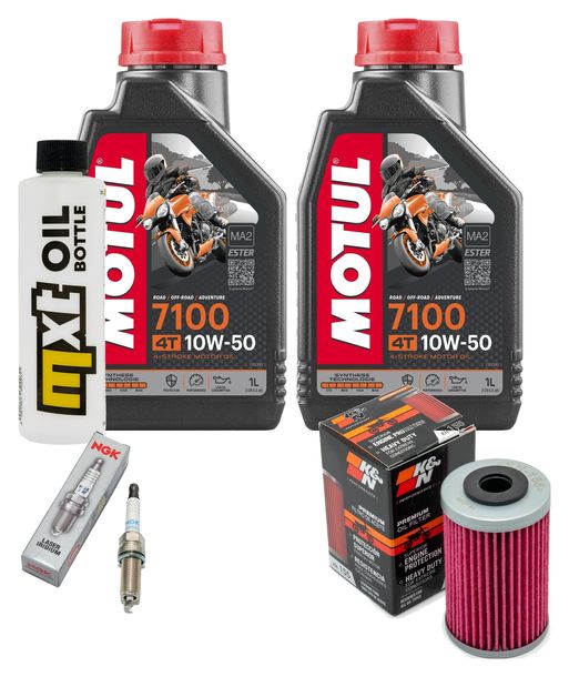 Inspektionspaket 2L 10W-50 + Ölfilter + 1x Zündkerze für KTM SMC R ABS 690 ccm Bj. 2012 - 2013