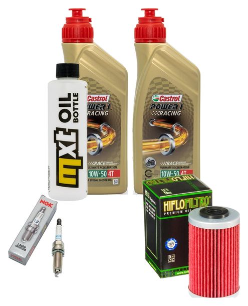 Inspektionspaket 2L 10W-50 + Ölfilter + 1x Zündkerze für KTM SMC R ABS 690 ccm Bj. 2012 - 2013
