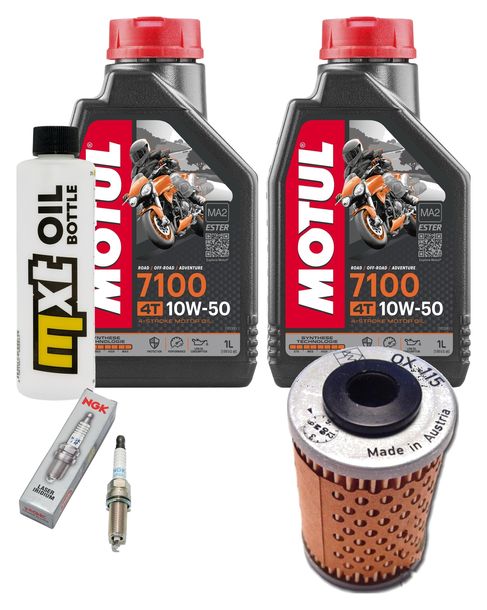 Inspektionspaket 2L 10W-50 + Ölfilter + 1x Zündkerze für KTM SMC R ABS 690 ccm Bj. 2012 - 2013