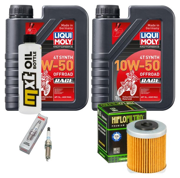 Inspektionspaket 2L 10W-50 + Ölfilter + 1x Zündkerze für KTM SMC R ABS 690 ccm Bj. 2012 - 2013