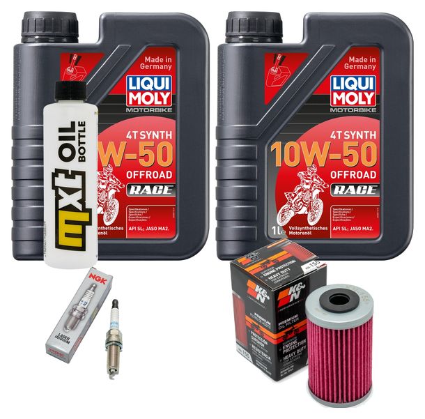 Inspektionspaket 2L 10W-50 + Ölfilter + 1x Zündkerze für KTM SMC R ABS 690 ccm Bj. 2012 - 2013