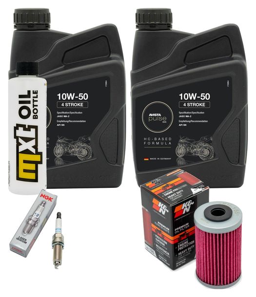 Inspektionspaket 2L 10W-50 + Ölfilter + 1x Zündkerze für KTM SMC R ABS 690 ccm Bj. 2012 - 2013