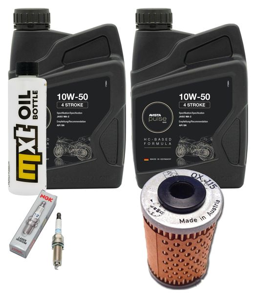 Inspektionspaket 2L 10W-50 + Ölfilter + 1x Zündkerze für KTM SMC R ABS 690 ccm Bj. 2012 - 2013
