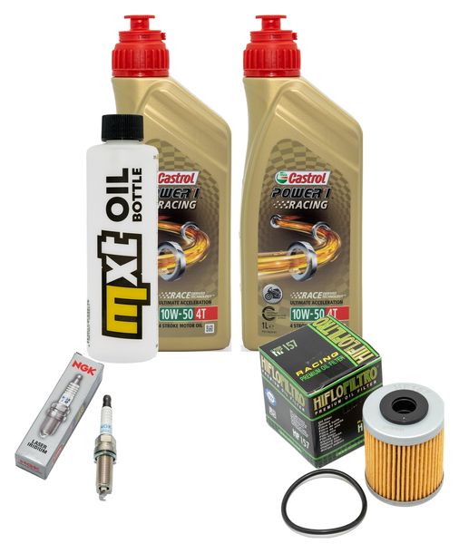 Inspektionspaket 2L 10W-50 + Ölfilter + 1x Zündkerze für KTM SMC R ABS 690 ccm Bj. 2012 - 2013
