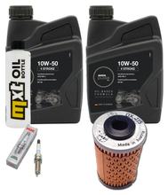 Pacote de Inspeção 2L 10W-50 + Filtro de Óleo + 1x Vela de Ignição para KTM SMC R ABS 690 ccm Ano de Fabricação 2012 - 2013