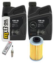 Kit d'inspection 2L 10W-60 + filtre à huile + 1x bougie d'allumage pour KTM SMC R ABS 690 ccm Année 2011
