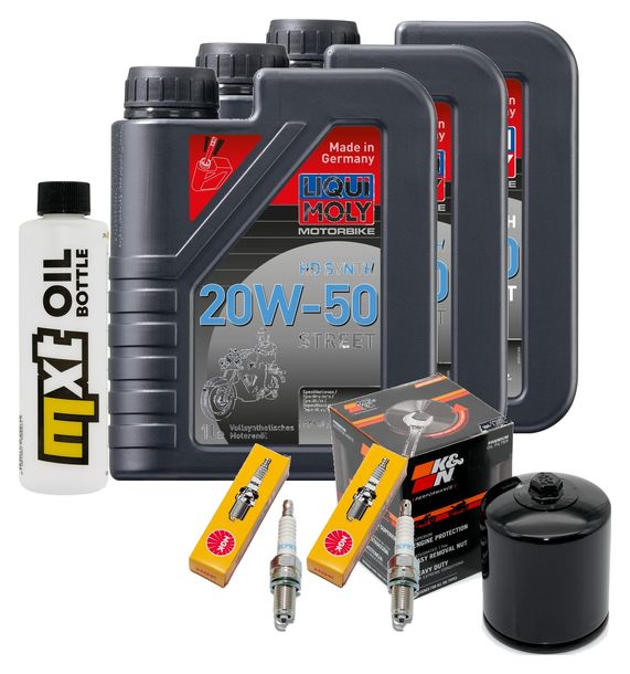 Inspektionspaket 3L 20W-50 + Ölfilter + 2x Zündkerze für Harley Davidson XL Forty-Eight 1200 ccm Bj. 2016 - 2017