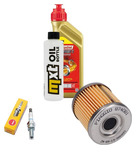 Inspektionspaket 1L 5W-40 + Ölfilter + 1x Zündkerze für Aprilia SX ABS 125 ccm Bj. 2020