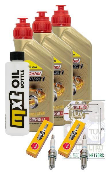 Inspektionspaket 3L 20W-50 + Ölfilter + 2x Zündkerze für Harley Davidson Sportster Roadster XLCX 1200 ccm Bj. 2016 - 2020