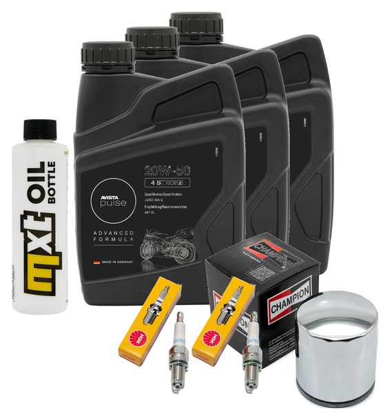 Inspektionspaket 3L 20W-50 + Ölfilter + 2x Zündkerze für Harley Davidson XLX Sportster 1203 Forty Eight 1200 ccm Bj. 2010 - 2011