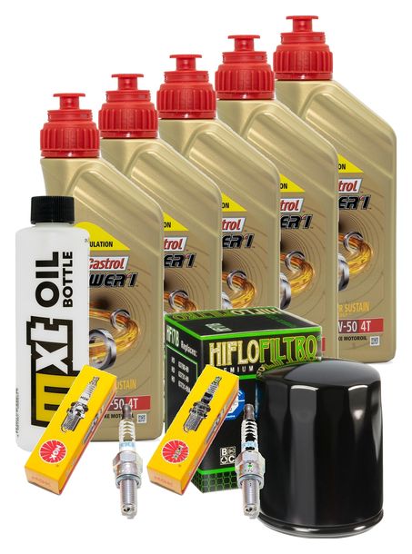 Inspektionspaket 5L 20W-50 + Ölfilter + 2x Zündkerze für Harley Davidson FXFBS Softail Fat Bob 1868 ccm Bj. 2020