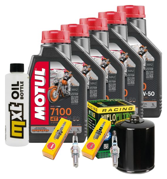 Inspektionspaket 5L 20W-50 + Ölfilter + 2x Zündkerze für Harley Davidson FXFBS Softail Fat Bob 1868 ccm Bj. 2020
