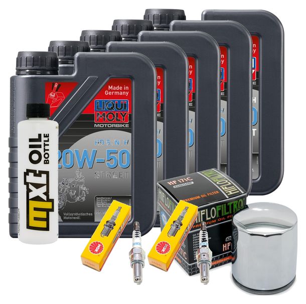 Inspektionspaket 5L 20W-50 + Ölfilter + 2x Zündkerze für Harley Davidson FXFBS Softail Fat Bob 1868 ccm Bj. 2020