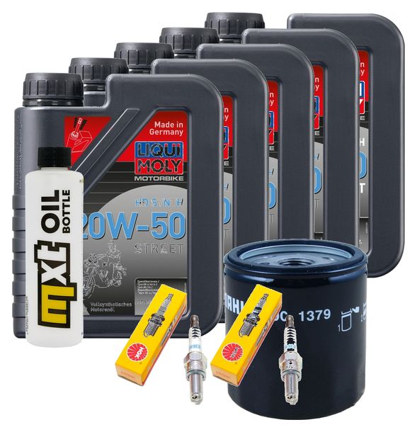 Inspektionspaket 5L 20W-50 + Ölfilter + 2x Zündkerze für Harley Davidson FXFBS Softail Fat Bob 1868 ccm Bj. 2020