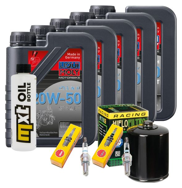 Inspektionspaket 5L 20W-50 + Ölfilter + 2x Zündkerze für Harley Davidson FXFBS Softail Fat Bob 1868 ccm Bj. 2020