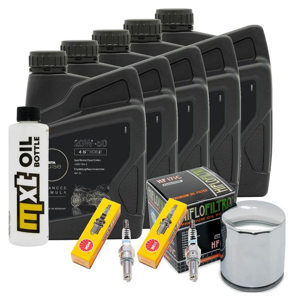 Inspektionspaket 5L 20W-50 + Ölfilter + 2x Zündkerze für Harley Davidson FXFBS Softail Fat Bob 1868 ccm Bj. 2020