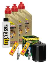 Kit d'inspection 3L 20W-50 + filtre à huile + 2 bougies d'allumage pour Harley Davidson FXDF Dyna Fat Bob 1584 ccm Année 2008 - 2009