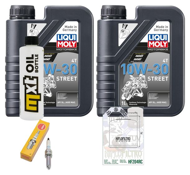 Kit d'inspection 2L 10W-30 + filtre à huile + 1x bougie d'allumage pour Honda SH i A NSS Forza 350 ccm Année 2021