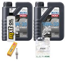 Kit d'inspection 2L 10W-30 + filtre à huile + 1x bougie d'allumage pour Honda SH i A NSS Forza 350 ccm Année 2021