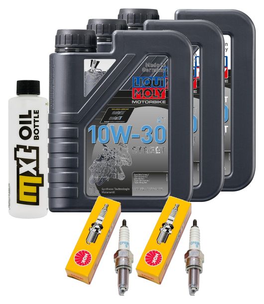 Inspektionspaket 3L 10W-30 + Ölfilter + 2x Zündkerze für Honda CB F CMX A Rebel 500 ccm Bj. 2020 - 2022