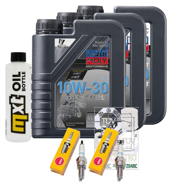 Inspektionspaket 3L 10W-30 + Ölfilter + 2x Zündkerze für Honda CB F CMX A Rebel 500 ccm Bj. 2020 - 2022