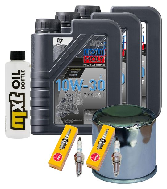 Inspektionspaket 3L 10W-30 + Ölfilter + 2x Zündkerze für Honda CB F CMX A Rebel 500 ccm Bj. 2020 - 2022